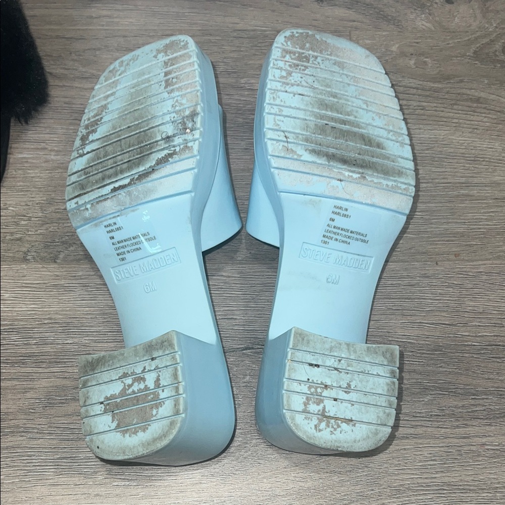 Steve Madden Light Blue Platform Mules - Picture 4 of 5